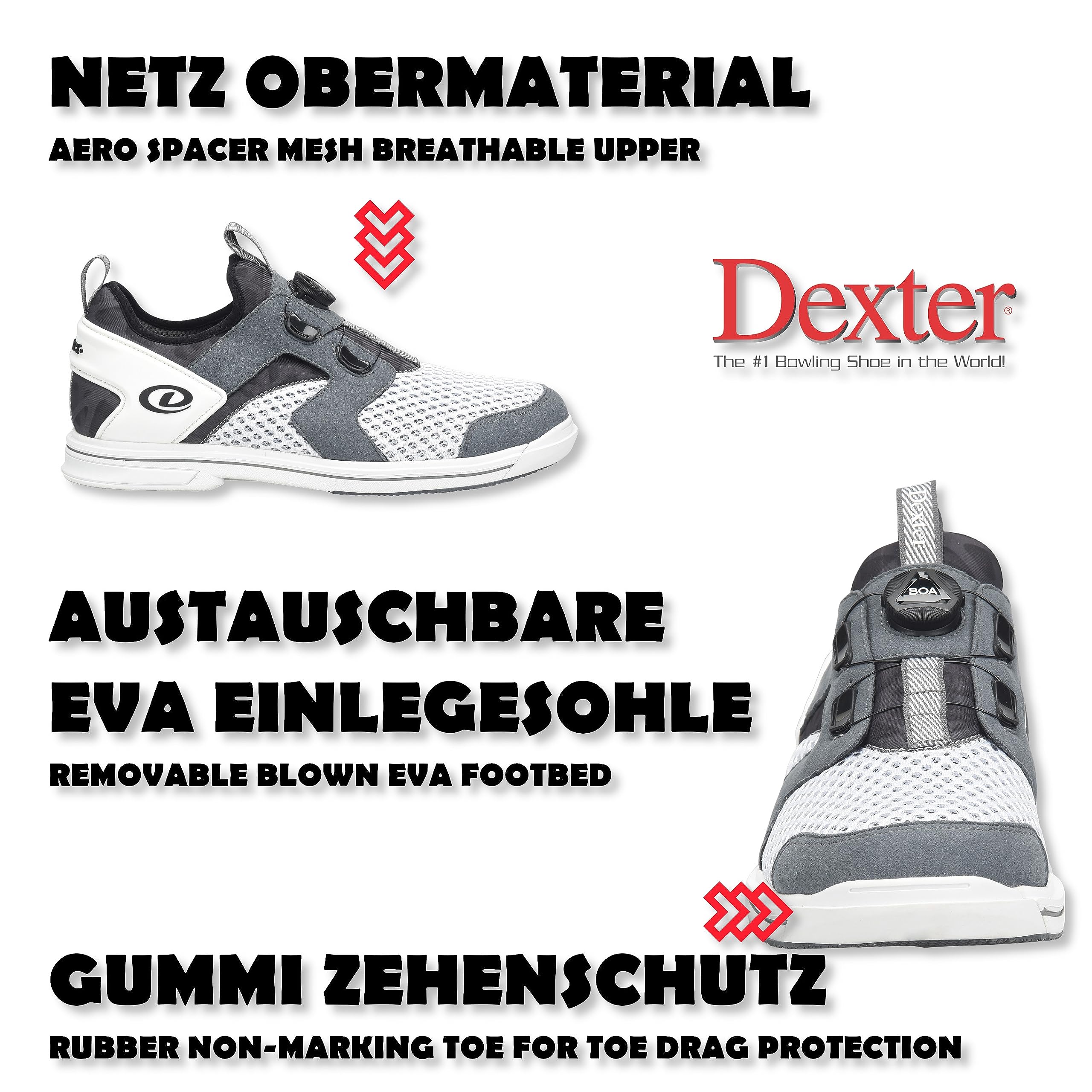EMAX | Zapatos de bolos Mujer Hombre | Zapatos de Bolos con Suela Intercambiable | Dexter - DexLite Pro BoA |