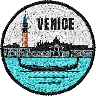 Venice Italy Patch for Clothes Gondola Canal Sunset – Embroidered Iron on Patch for Backpack Jacket - Fabric Patches for Clothes Souvenirs & Gifts for Travelers ID45095