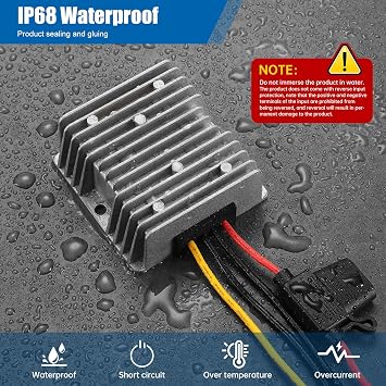 360W 24A 15V DC-DC Buck Converter 36V 48V 60V 72V 84V to 24V 15A Transformer - 30-90V Step Down to 24V Waterproof Power Supply with Fuse for Golf Cart/Truck/RVs/Marine/Solar
