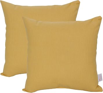Outdoor/Indoor Sunbrella Throw Pillows Square Set of 2 Pieces 20 inch x 20 inch Spectrum Daffodill - Cover Only, Insert Not Included
