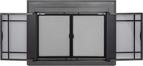 Pleasant Hearth Edinburgh Glass Firescreen Gunmetal - Large