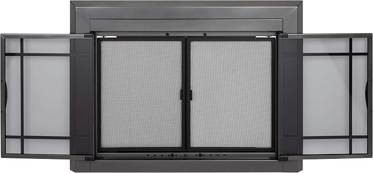 Pleasant Hearth Edinburgh Glass Firescreen Gunmetal - Large