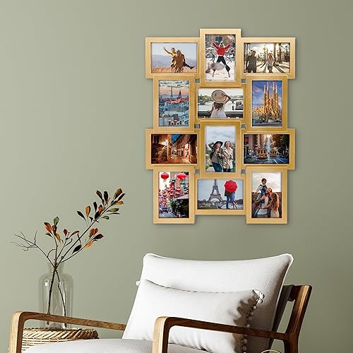 Vista 36 de Melannco Marco de collage de fotos de 24 x 12 pulgadas, con 8 aperturas, muestra cuatro fotos de 4 x 6 y cuatro fotos de 6 x 4 pulgadas, color negro