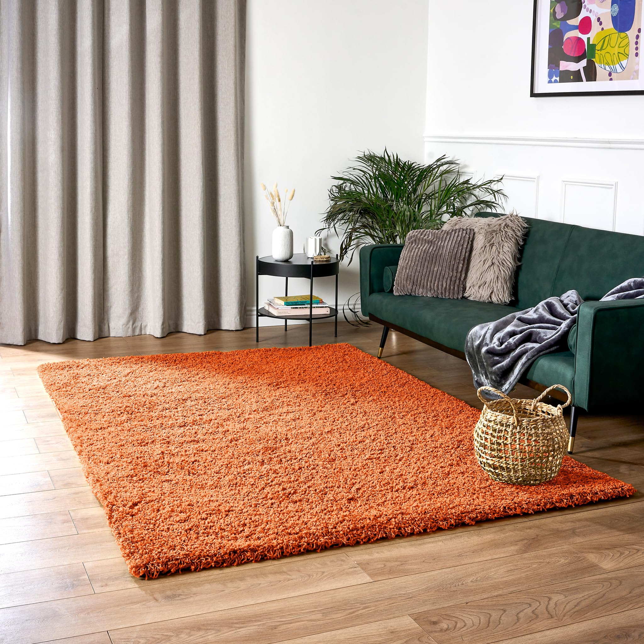 Bravich Navy Blue Shaggy Rug 80 x 150cm (2'7" x 4'11") 5cm Pile Medium Thick Fluffy Living Room Hessian Backed Washable — view 15