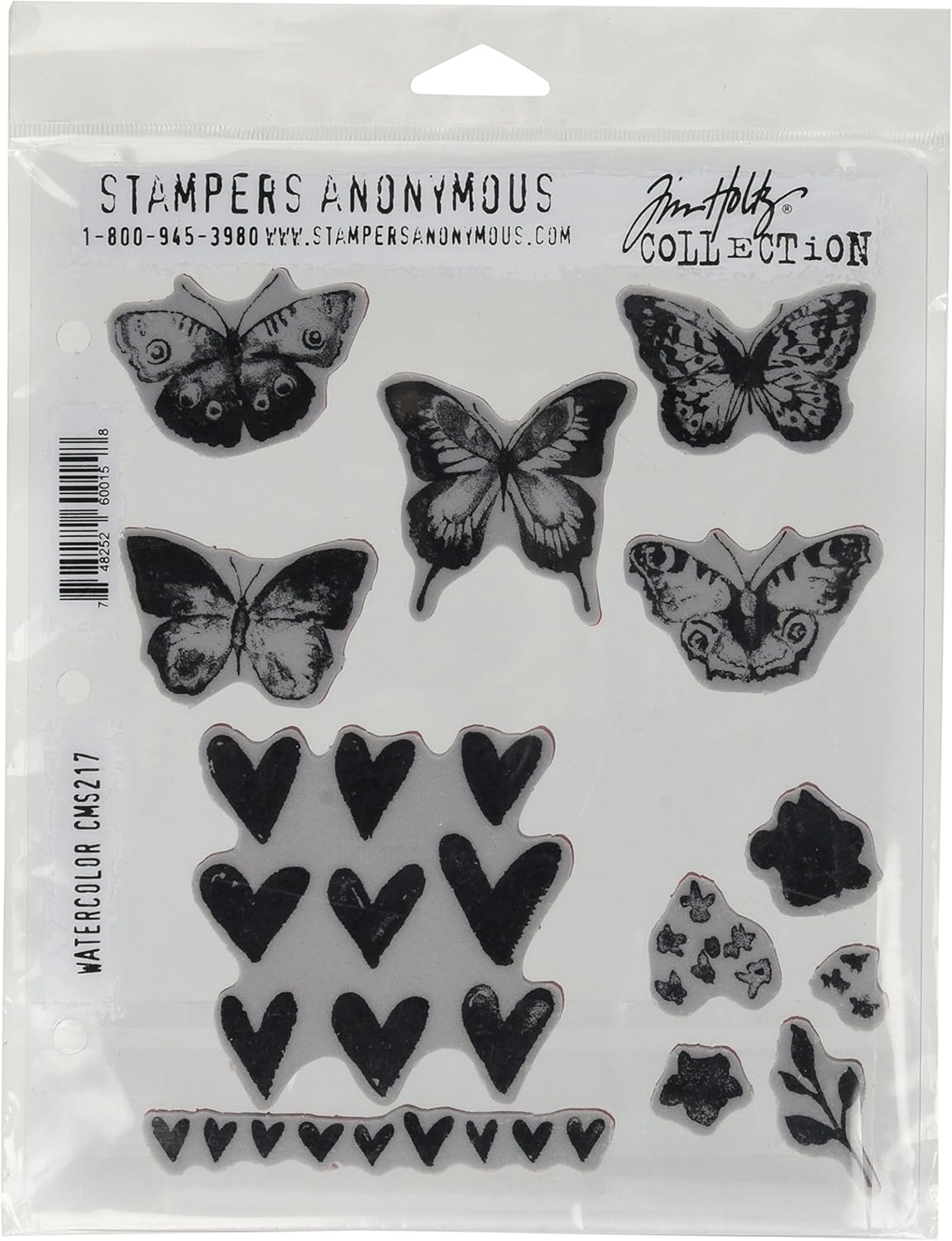 Stampers Anonymous Tim Holtz Cling Rubber Watercolor Stamp Set, 7 x 8.5