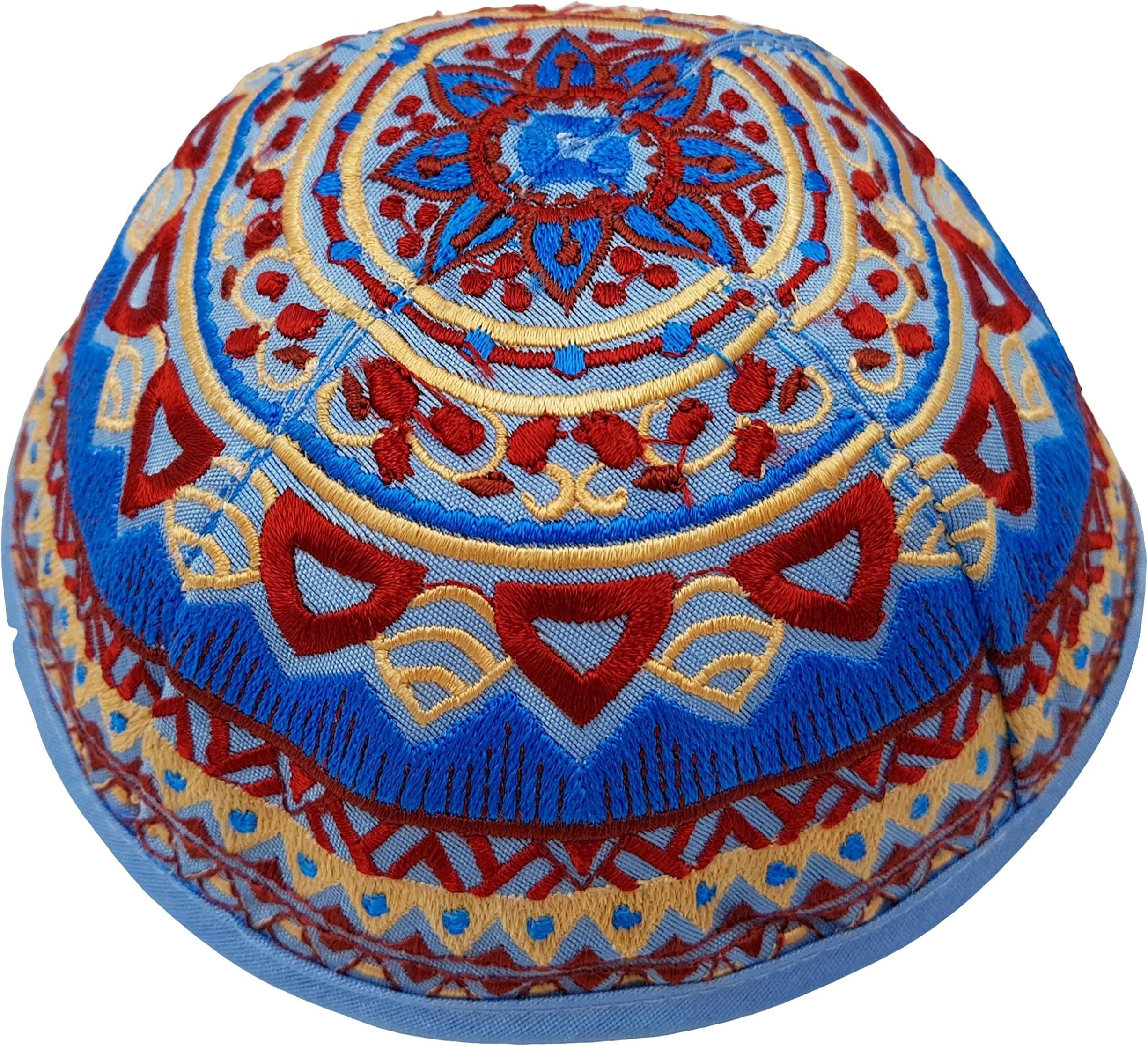 TALISMAN4U Jewish Kippah Yarmulke Multi Color Full Embroidered Cloth Yarmulka Yamaka Kippa for Men 18 cm