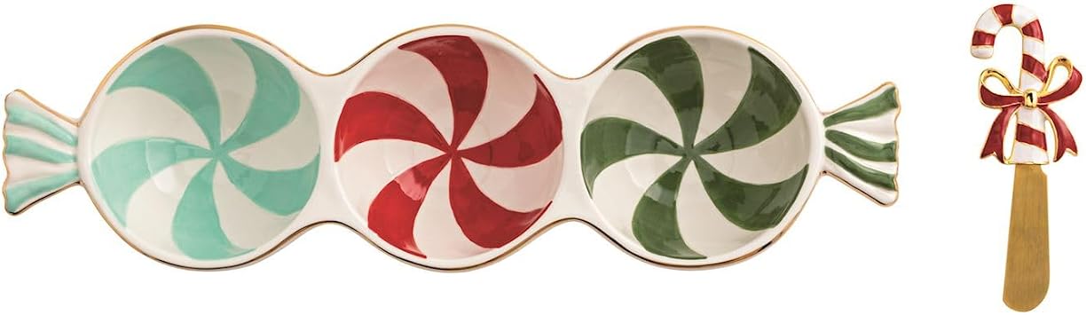 Mud Pie Christmas Peppermint Triple Tidbit Set