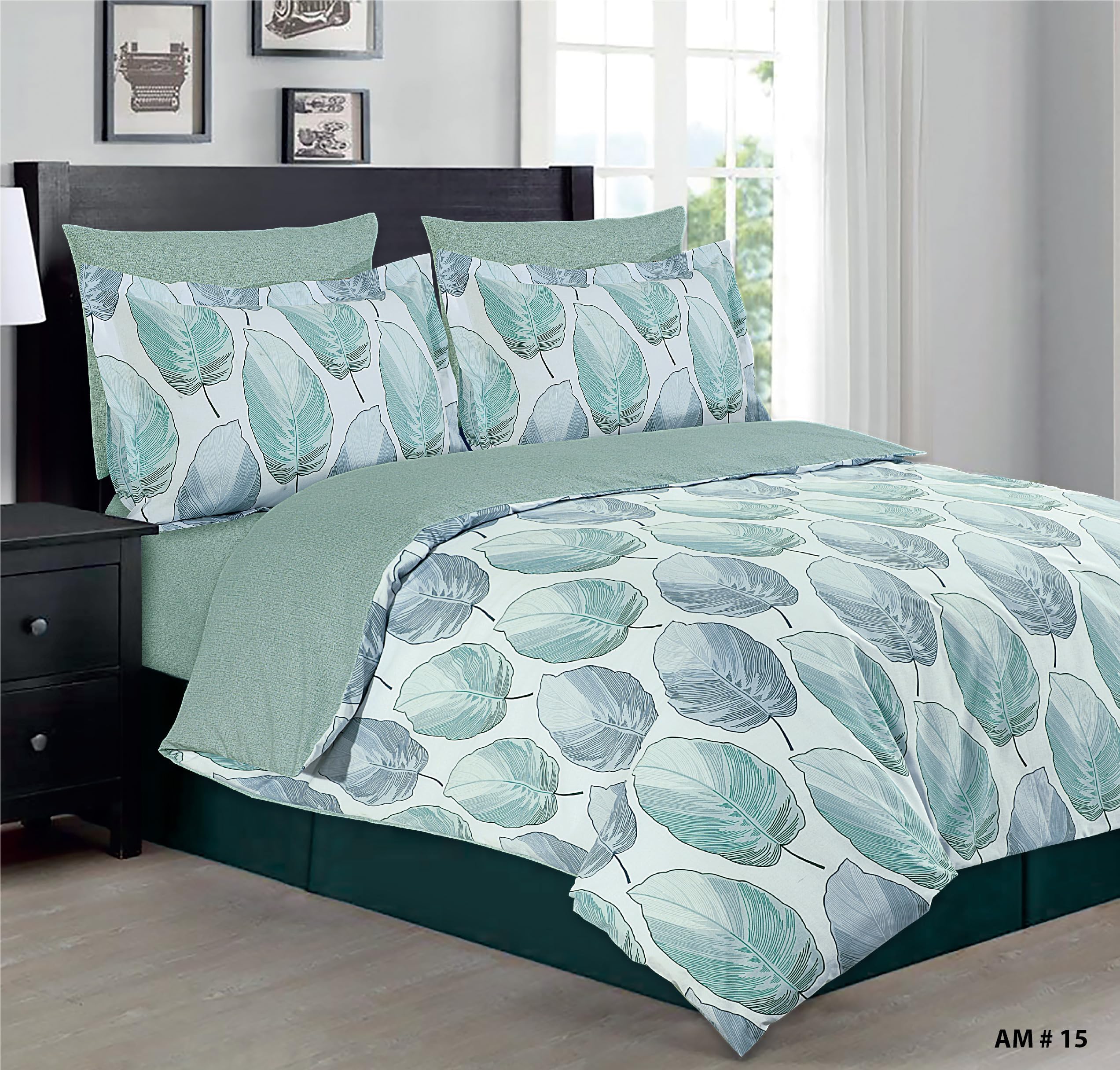 Amali 6 Pcs Cotton Bed sheet king size Set Including Duvet Cover, Fitted Sheet and 2 Pillow Covers bedding & Linen for Home (AM 15, KING)