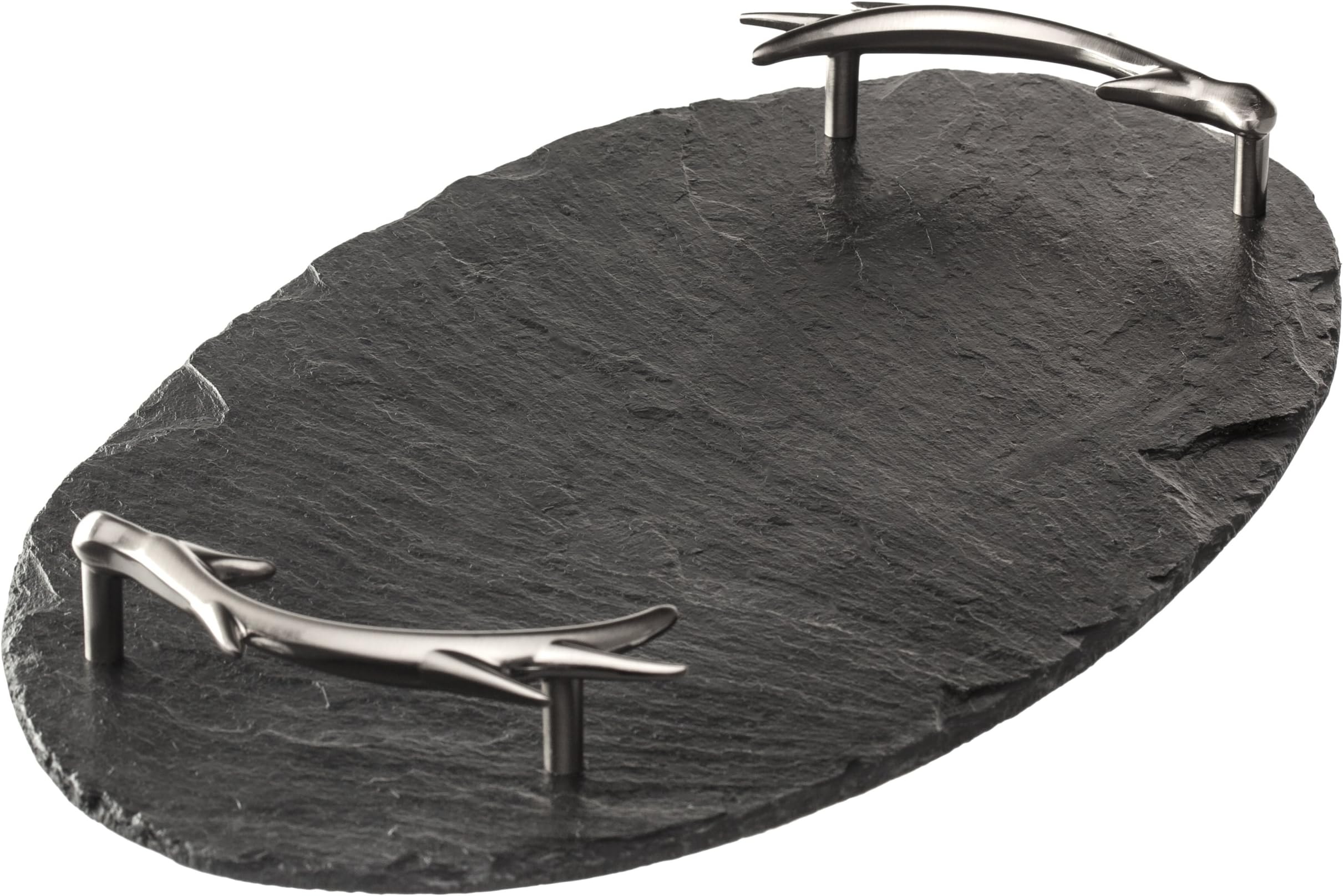The Just Slate Company Oval Serving Tray with Antler Handles