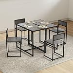 HOMCOM Dining Table Set for 2, Kitchen Table and Chairs for Small Space, Industrial Dining Set for Dining Room, Breakfast Nook, Grey