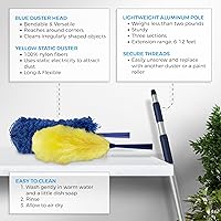 Vista 5 de Feather Microfiber Plus Nylon Static Cobweb Duster Alcanza hasta 20 pies Kit de plumero Webster de ventilador de techo extensible de 3 niveles