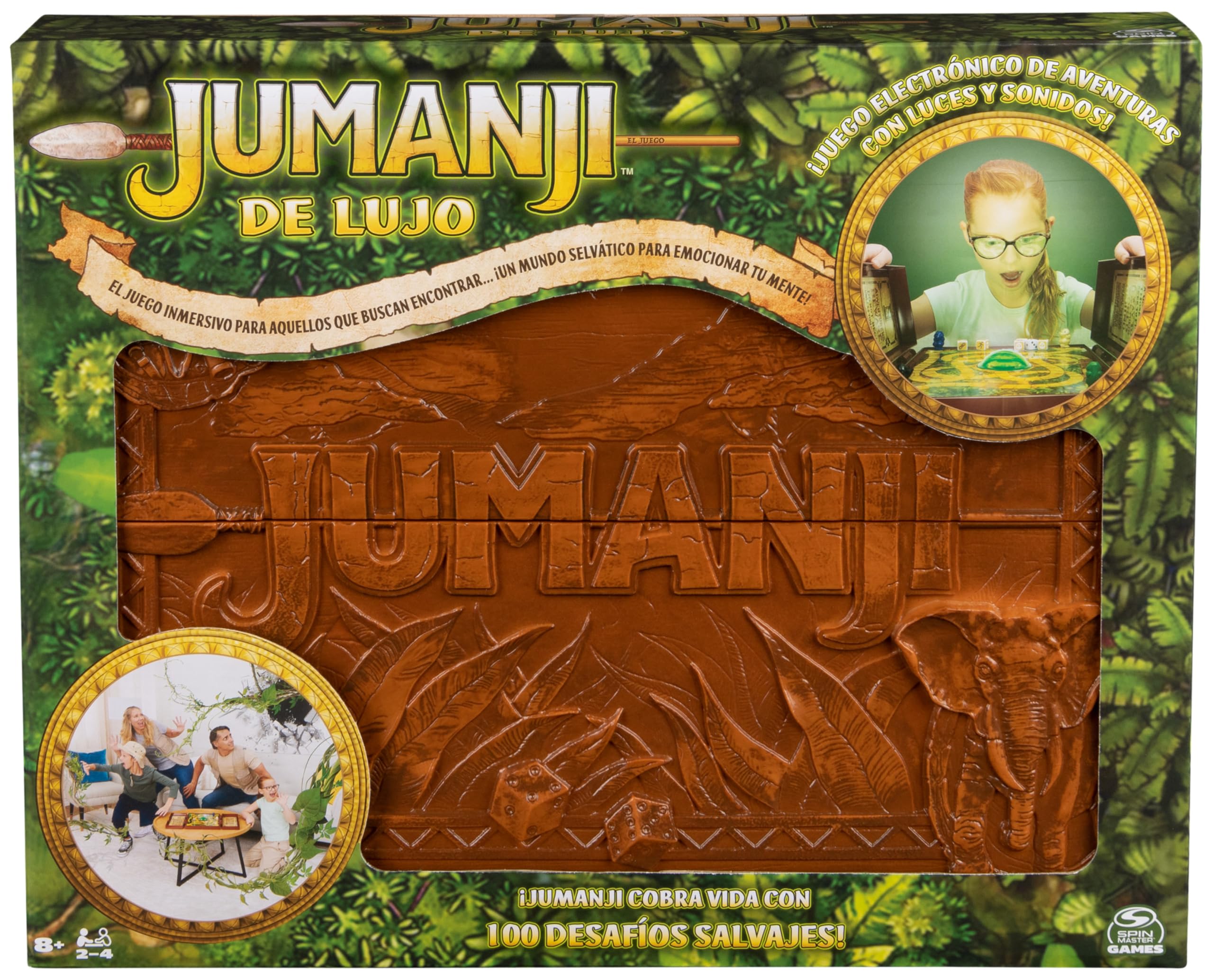 Spin Master Games Jumanji Deluxe Juego de Mesa Electrónico con Luces y Sonidos, 2-4 Jugadores, 8+