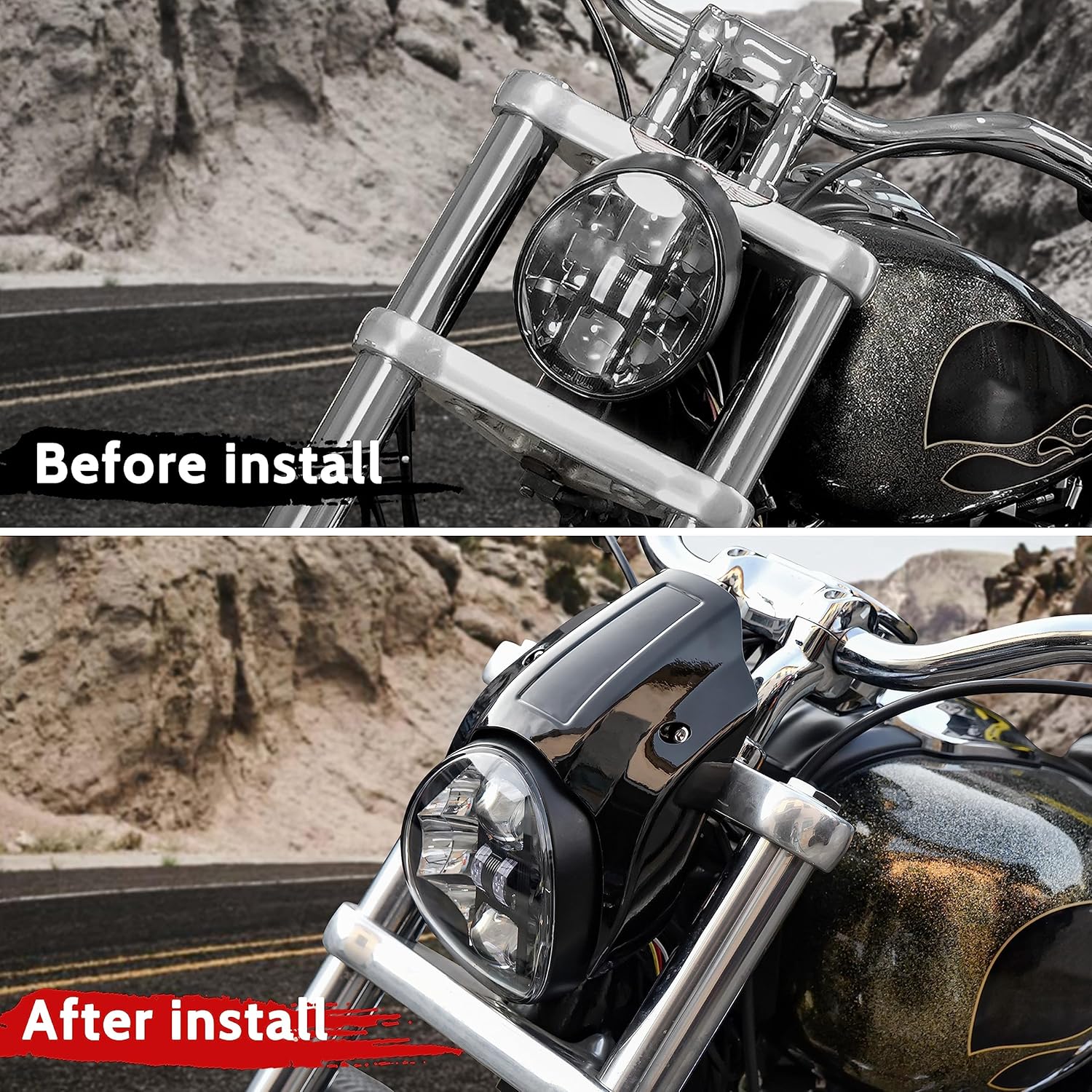 Headlight Fairing Cover for Harley Breakout 13-17, Aluminum Gloss Black Head Light Bezel Trim Fairing Cowel Cover Kit for Harley Davidson Softail Breakout 2013-2017 Accessories