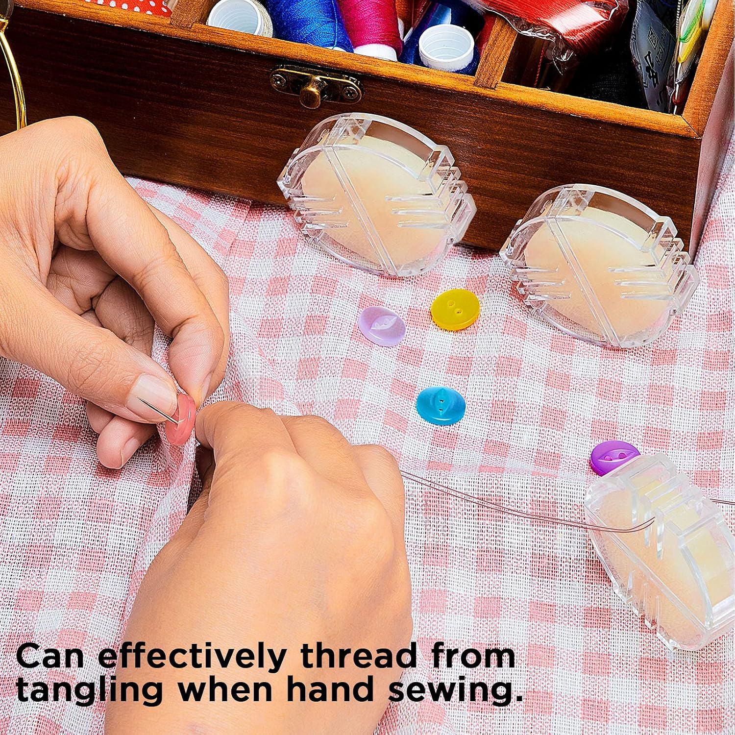 Maitys 4 Pcs Thread Wax Thread Conditioner Beeswax for Hand Sewing Embroidery Beeswax Floss Conditioner for Quilting Sewing Strengthening Line Embroidery Wax (Colorless,Clear Case)