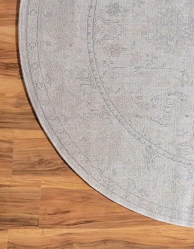 Miniatura 10 de Rugs.com - Alfombra de la colección Oregon, alfombra redonda de pelo bajo de color marfil de 7 pies perfecta para cocinas y salas de estar