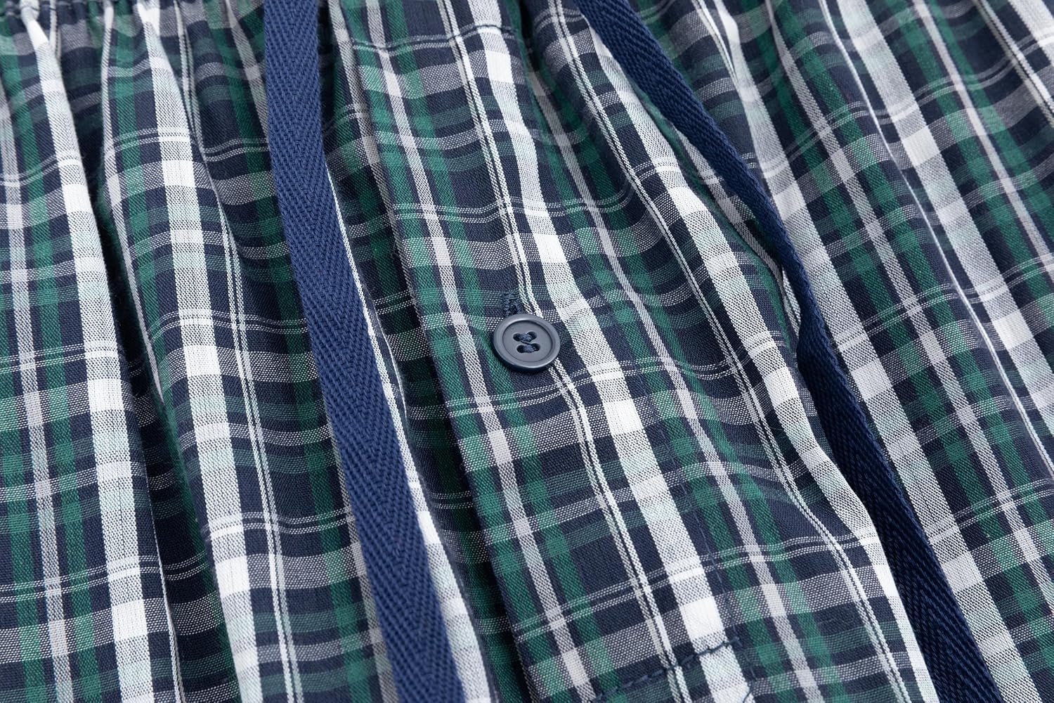 Mens Pajama Pants 100% Cotton Plaid Sleep & Lounge Pants, PJ Bottoms with Pockets and Button Fly - Image 6