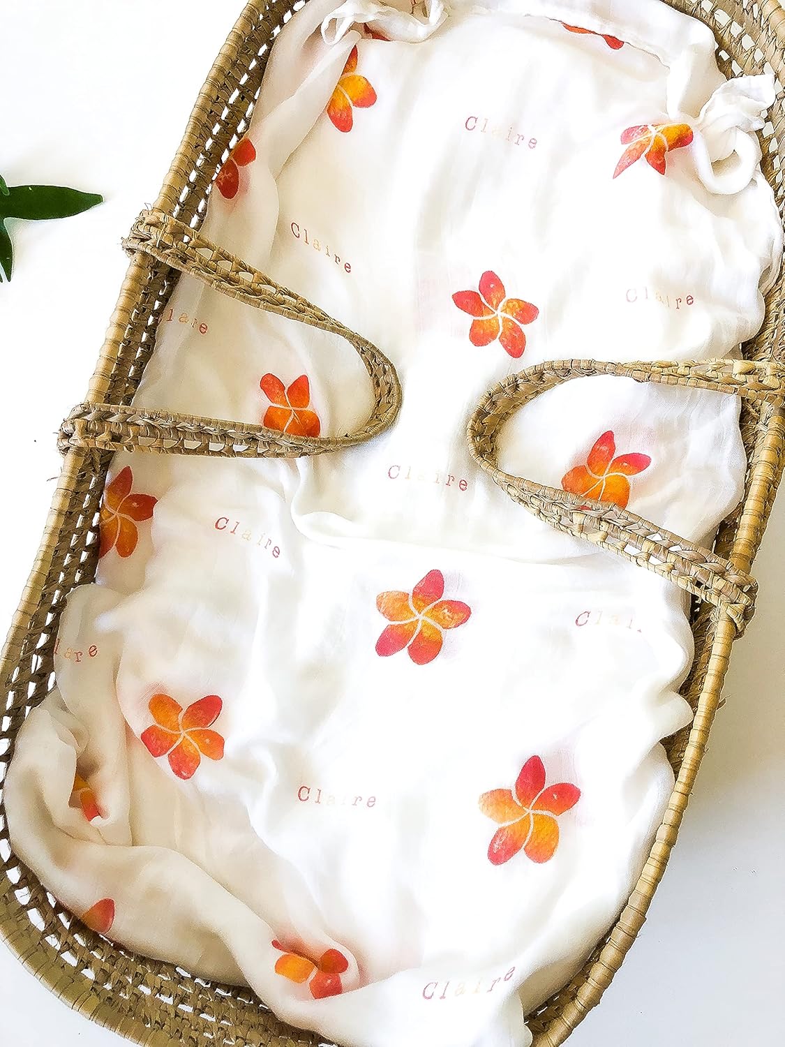 Personalized Baby Blanket with Name all over it Hawaiian Print Floral Custom Baby