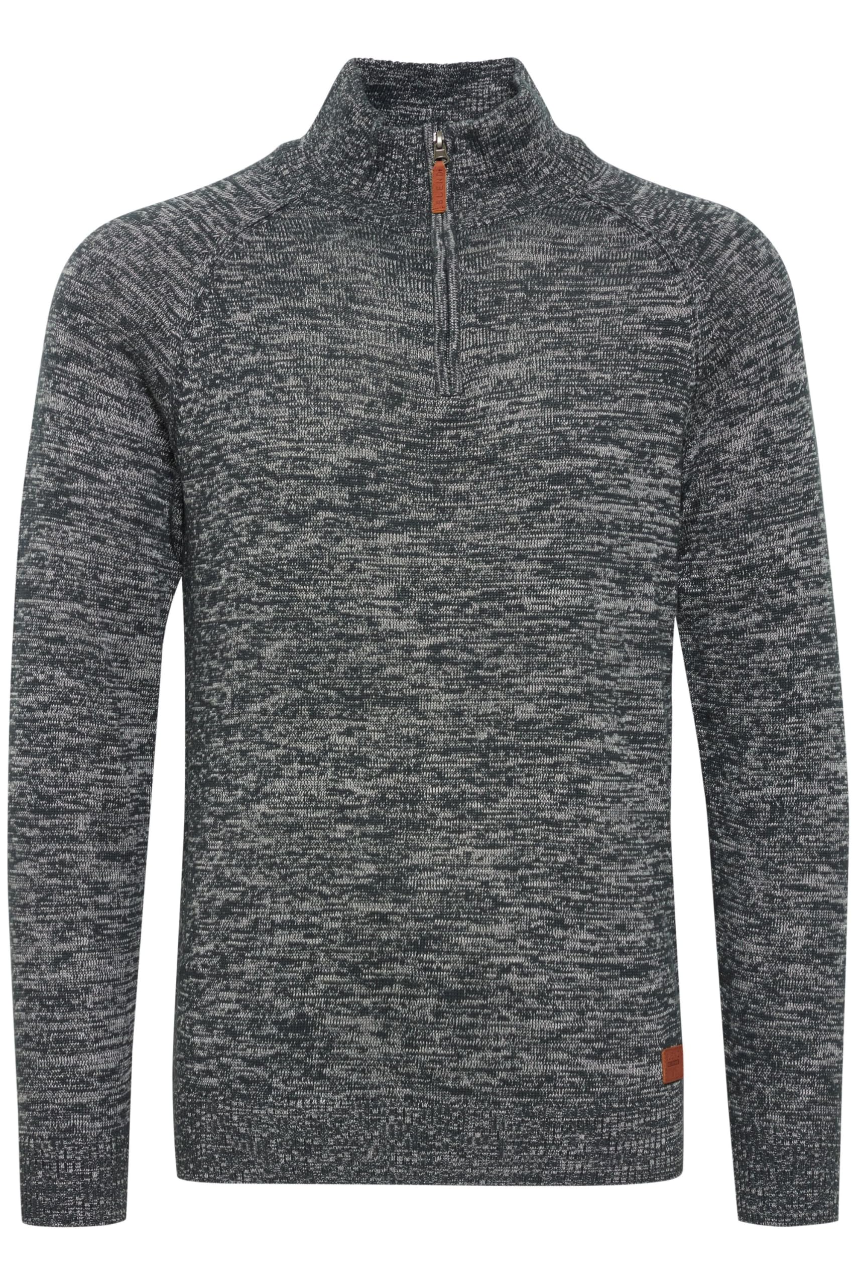 Blend BHDanovan Herren Strickpullover Troyer Feinstrick Pullover mit Troyerkragen Reißverschluss Rippbündchen Baumwollmischung Regular fit