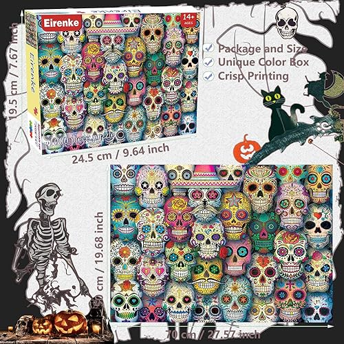 Miniatura 3 de Rompecabezas de Halloween para adultos de 1000 piezas, rompecabezas de terror de Halloween de 1000 piezas y regalos de esqueleto de terror vintage