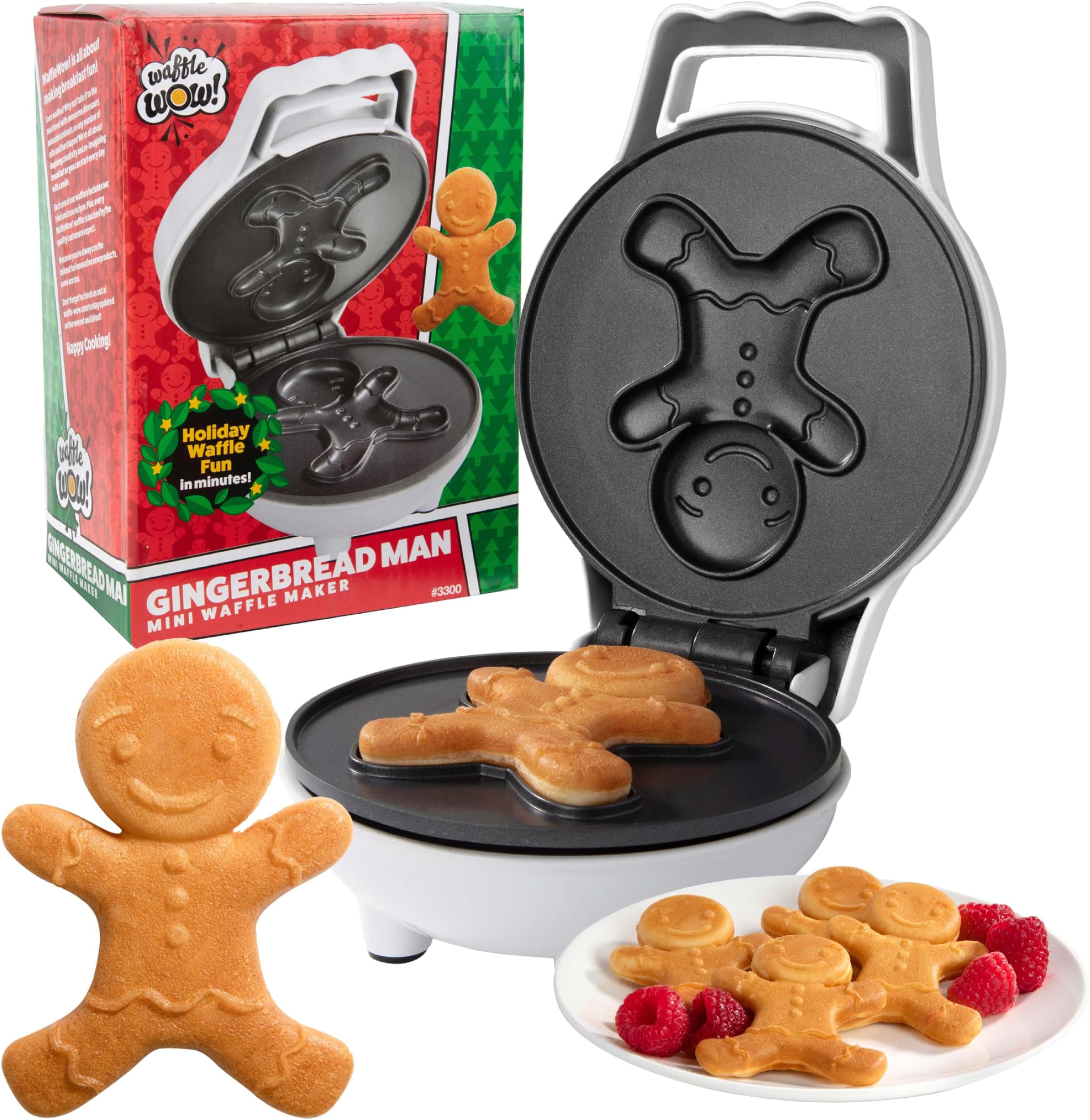 Mini Waffle Maker for Gingerbread Man - Make this Christmas Special for Kids with 4" Waffler Iron, Non-Stick Electric Appliance, Fun Gift for Parties and Parties