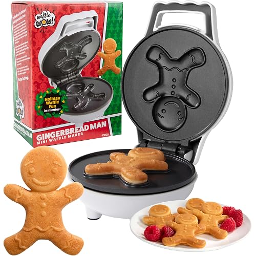 Gingerbread Man Mini Waffle Maker- Festive 4" Electric Waffler Iron