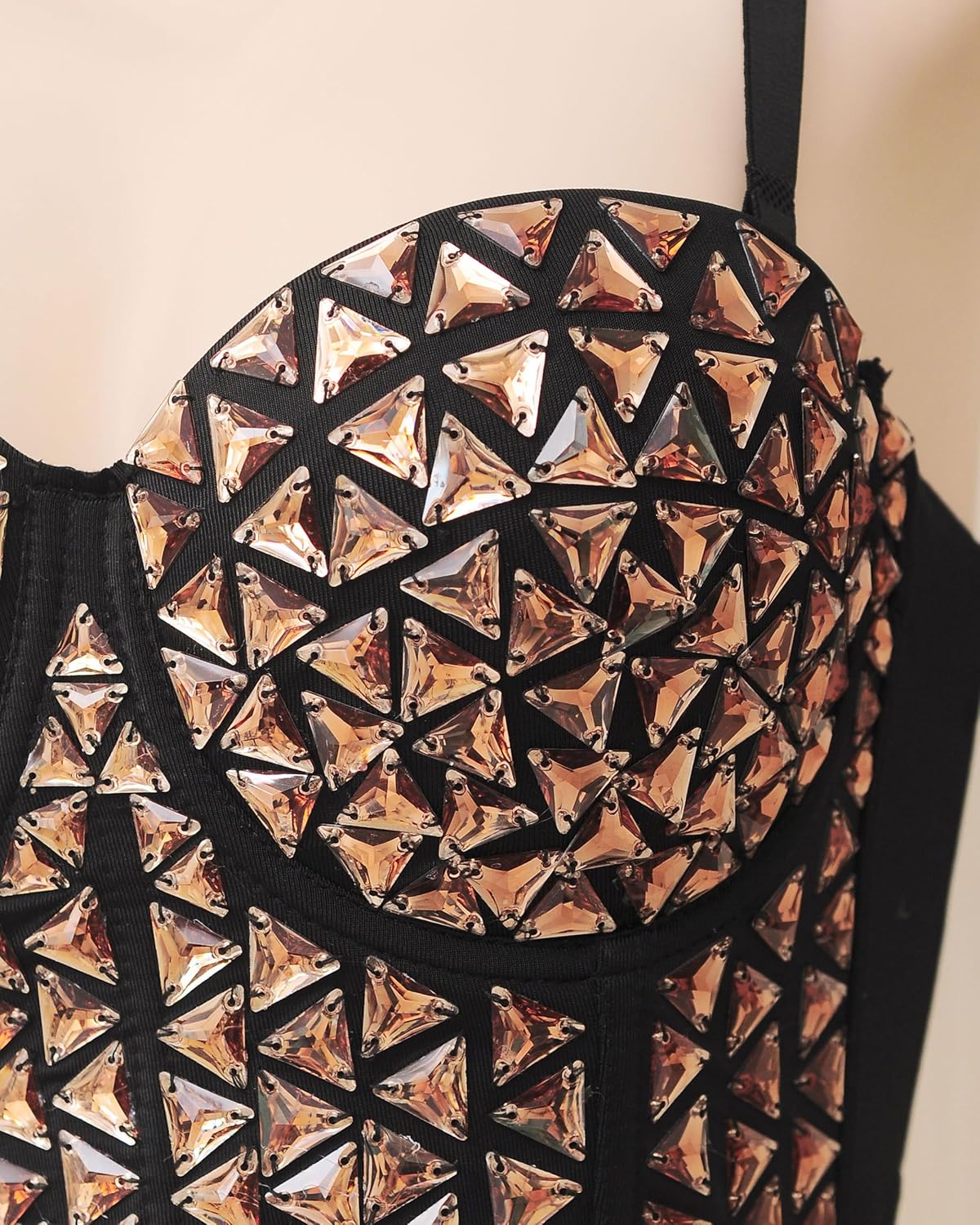 ROYAL SMEELA Rhinestone Corset Crop Top Women's Sexy Beaded Bustier Tops with Embellishments for Dance Stage Party Gold - Image 4