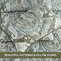 Vista 179 de DJY Juego de edredón de cachemira marrón, tamaño Queen, juego de colcha bohemia de 3 piezas, ropa de cama de microfibra suave y ligera con estampado