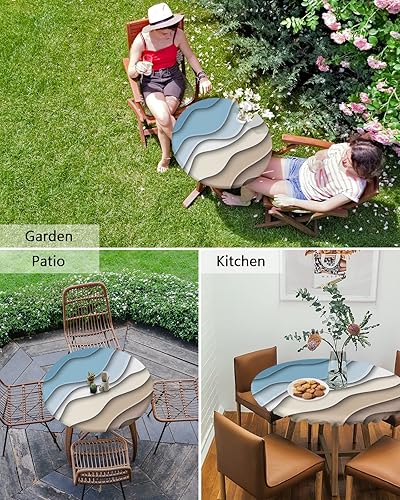 Vista 92 de Mantel redondo ajustable de Navidad para mesa redonda, mantel rojo floral de Navidad, mantel impermeable con borde elástico, mantel circular rojo