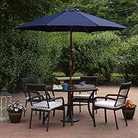 Vista 2 de Northlight Sombrilla de mercado para patio al aire libre de 9 pies con poste de madera, azul marino