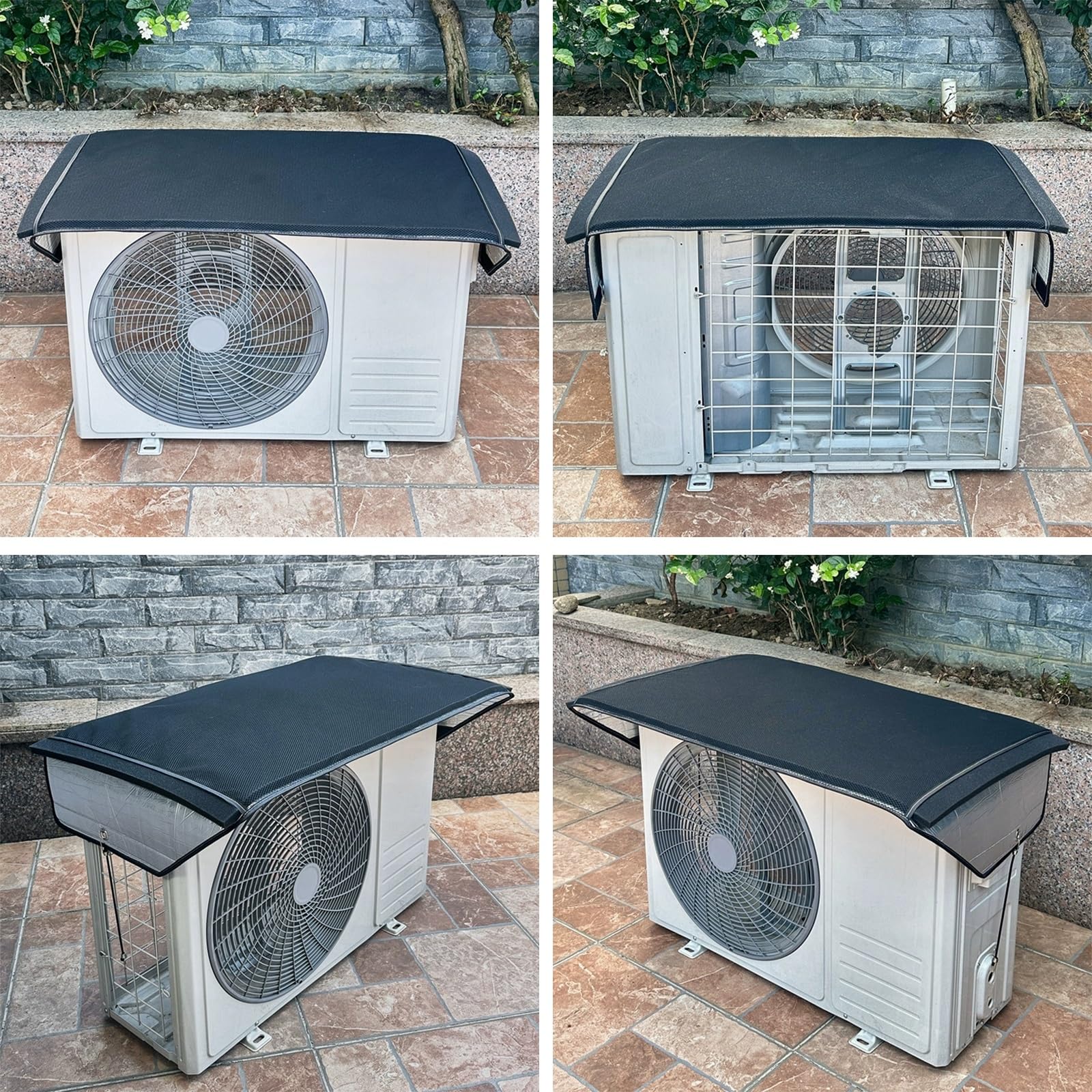 Klimaanlage Abdeckung Außengerät, Schalldämmende Wärmepumpe Abdeckung, Magnetischer Außenklimaanlage Staubschutz, Verlängerte Seitenabdeckung, Elastischer Metallhaken(140x60cm/55x24in)