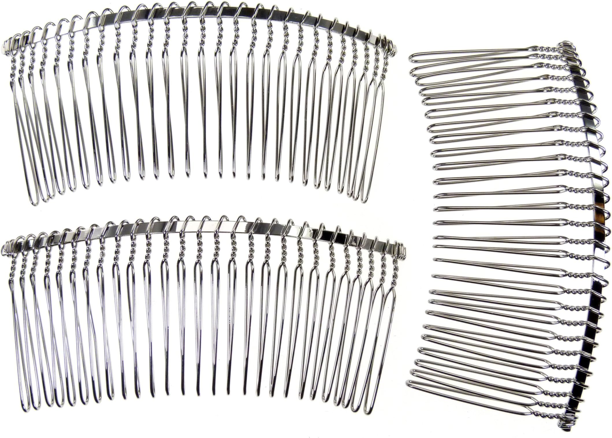 Enchanted Brides 27 Teeth Fancy DIY Metal Wire Hair Combs for Bridal Wedding Veil Combs(#C265svx3)
