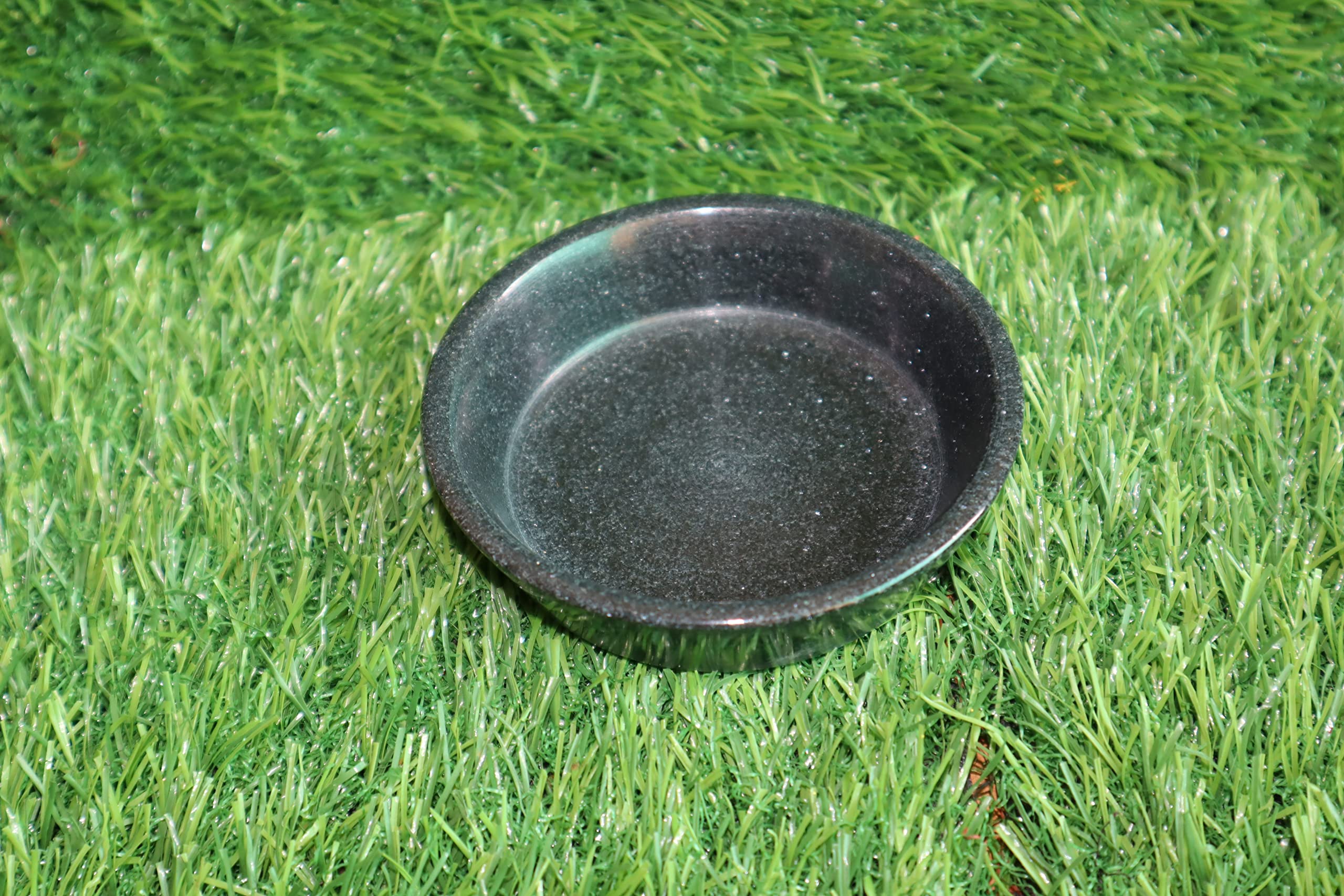 Salvus APP SOLUTIONS Black Marble Round Plate for Pooja, Utility & Decoration (1-pc, 4 INCH)