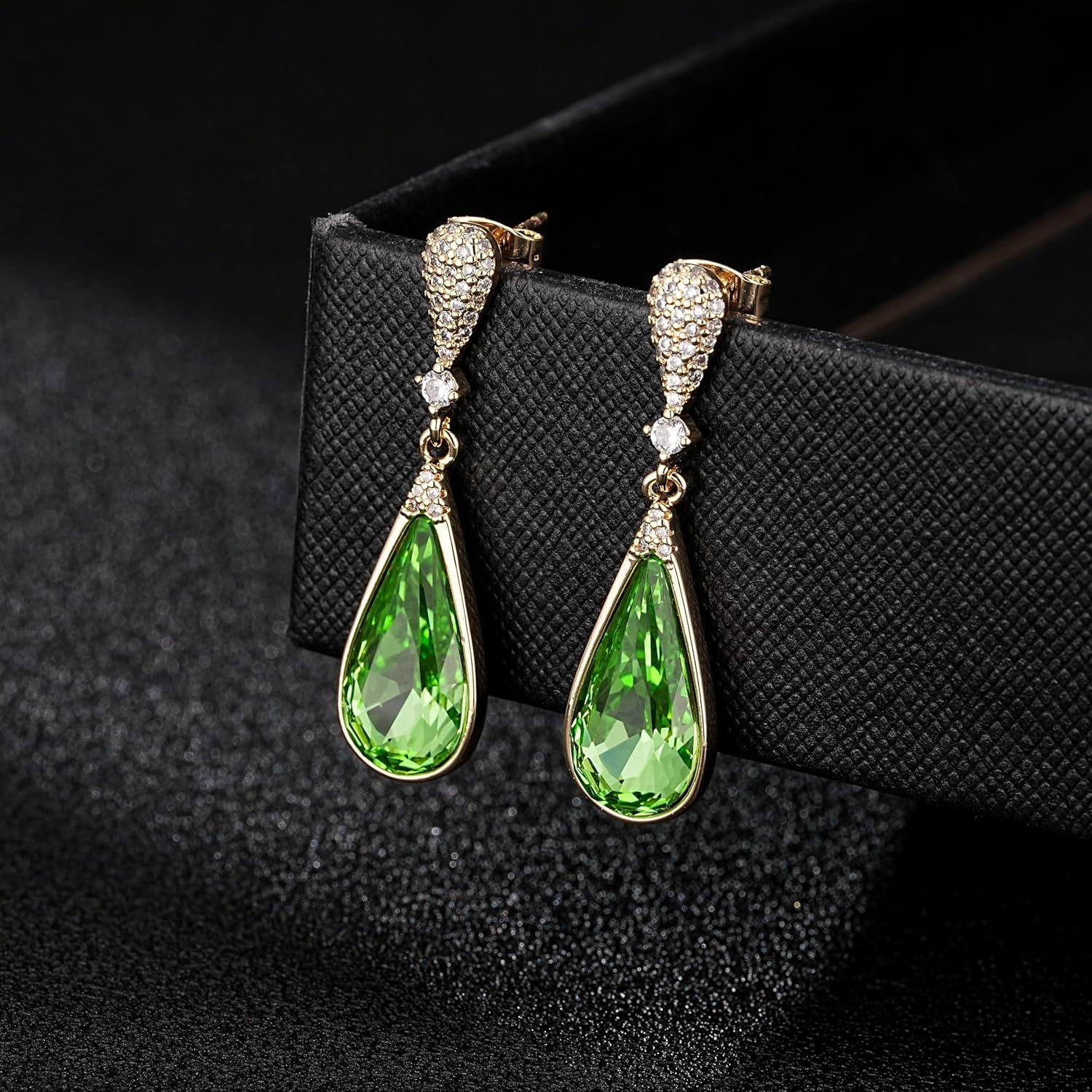 Austrian Crystal Teardrop Dangle Drop Earrings for Women 14K Gold Plated Hypoallergenic Jewelry Gift - Image 4