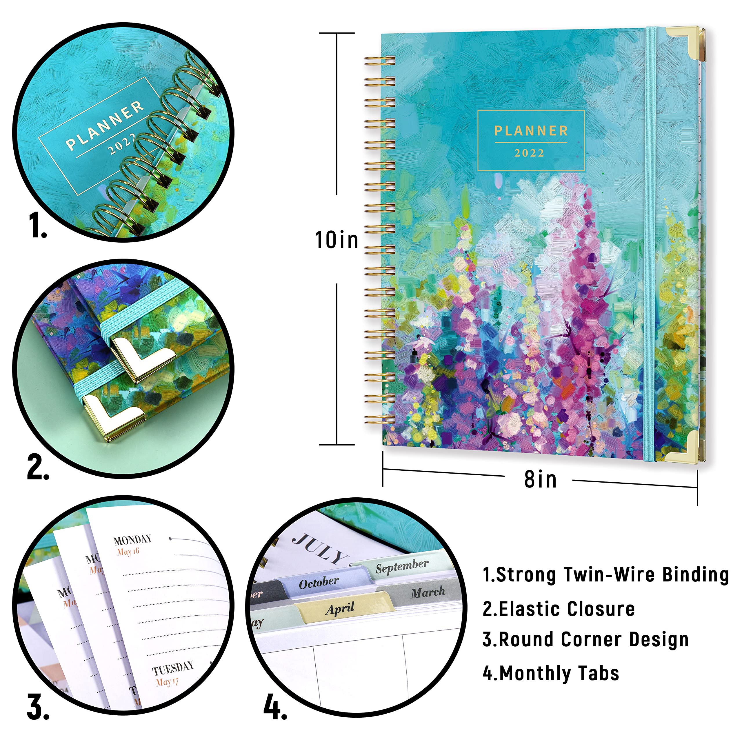 2022 Planner Planner 2022 Weekly & Monthly with Tabs, 8" x 10