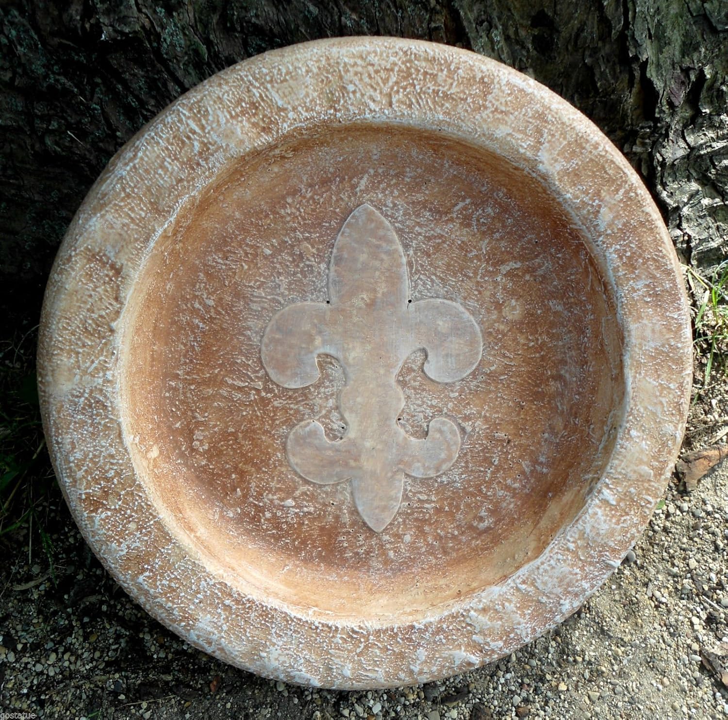 Gostatue plastic textured fleur de lis design mold birdbath