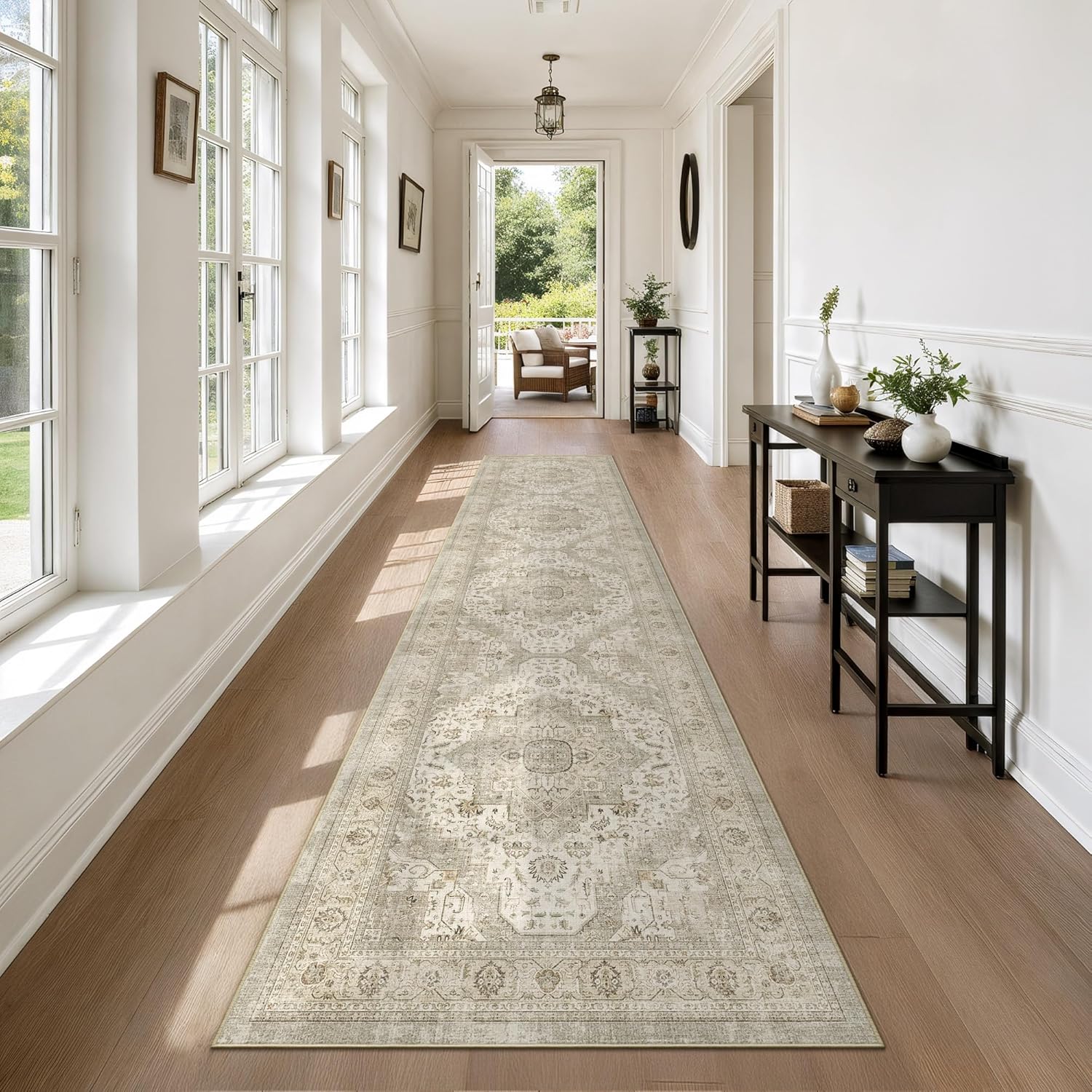 Washable Runner Rug 2'6"x10' Runners for Hallways, Ultra-Thin Carpet Runners for Entryway Anti Slip Backing Runner Rugs for Kitchen Laundry Room Indoor Hallway (Ivory/Beige)