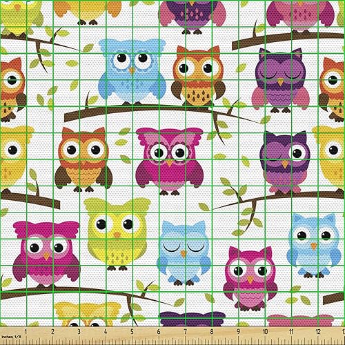 Miniatura 488 de Lunarable - Tela para amantes de perros de The Yard, patrón divertido de animales de dibujos animados en posiciones caprichosas estirando y Beige y