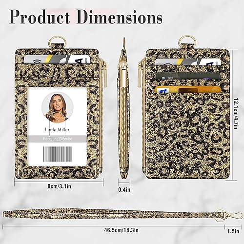 Miniatura 30 de Soporte para tarjetas de identificación con cordón, soporte vertical brillante para tarjetas de identificación con 1 ventana de identificación