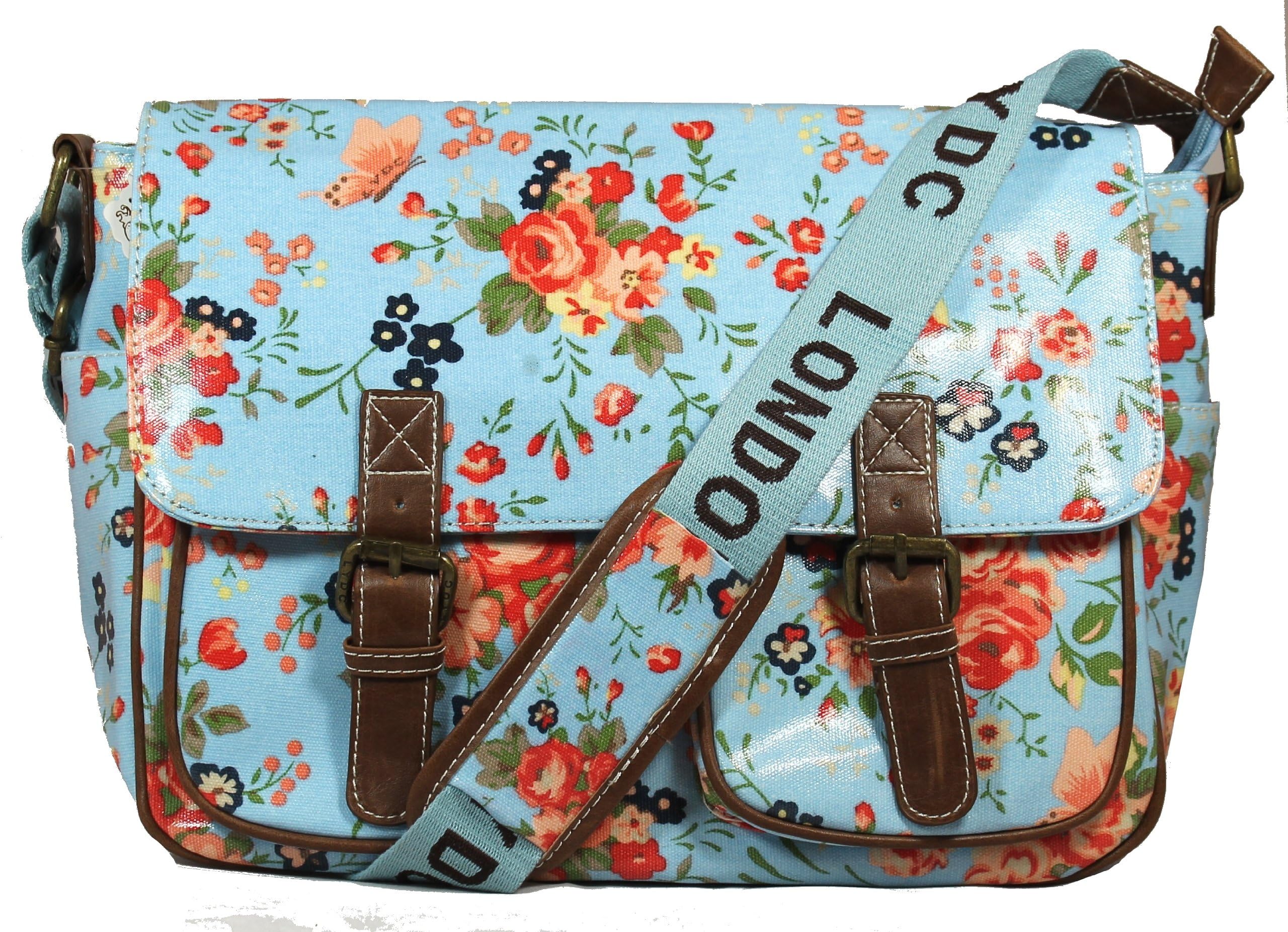 Lydc Women's Milly Floral Satchel Baby Blue SS01018 Large