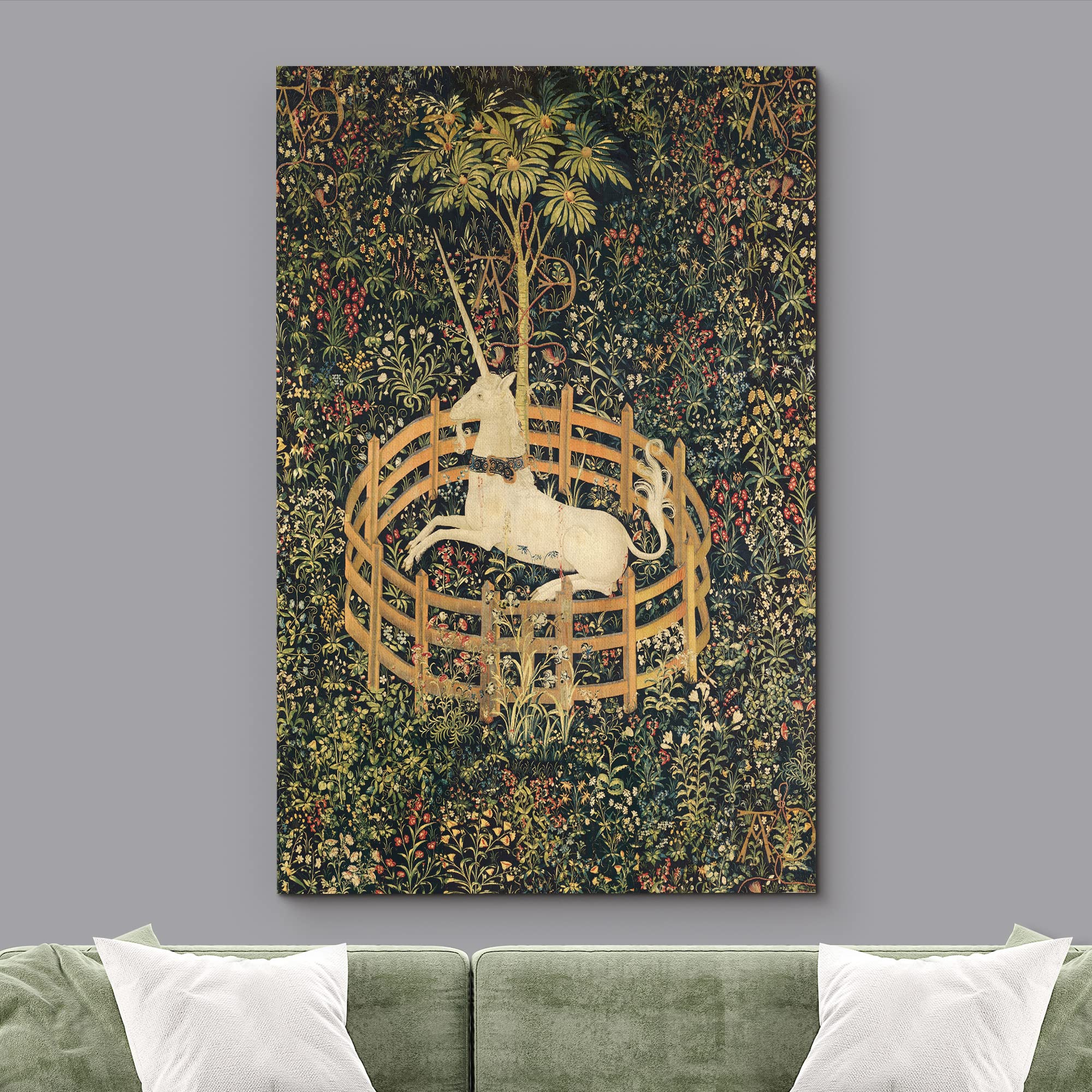 wall26 Canvas Print Wall Art The Unicorn in Captivity (Unicorn Tapestries) Fantasy & Sci-Fi Historic Illustrations Modern Art Traditional Scenic Relax/Calm for Living Room, Bedroom, Office - 32