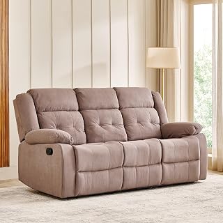 Home Centre | Helios Zurich Fabric 3-Seater Recliner | Recliner Sofa for Living Room | Pine Wood, Solid Wood | Brown | 2 Year Warranty