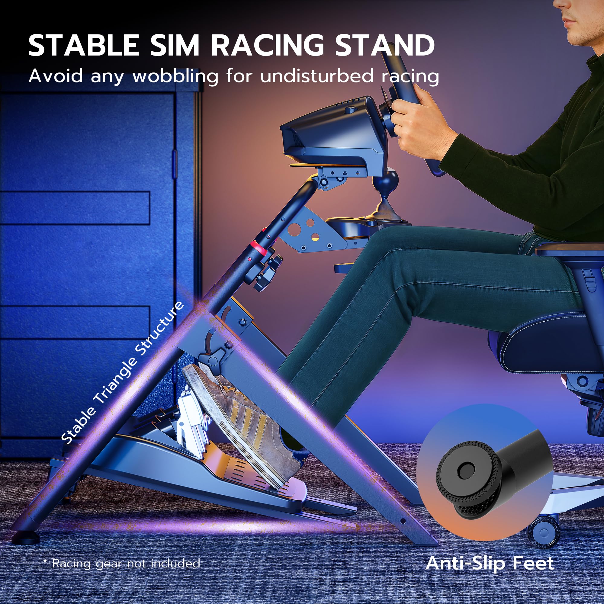 ARES WING Soporte para volantes compatible con Fanatec, Thrustmaster, Logitech, Moza – Cabina de SIM Racing plegable para volantes de juego – Soporte de volante inclinable para PS4, Xbox, PC - 5