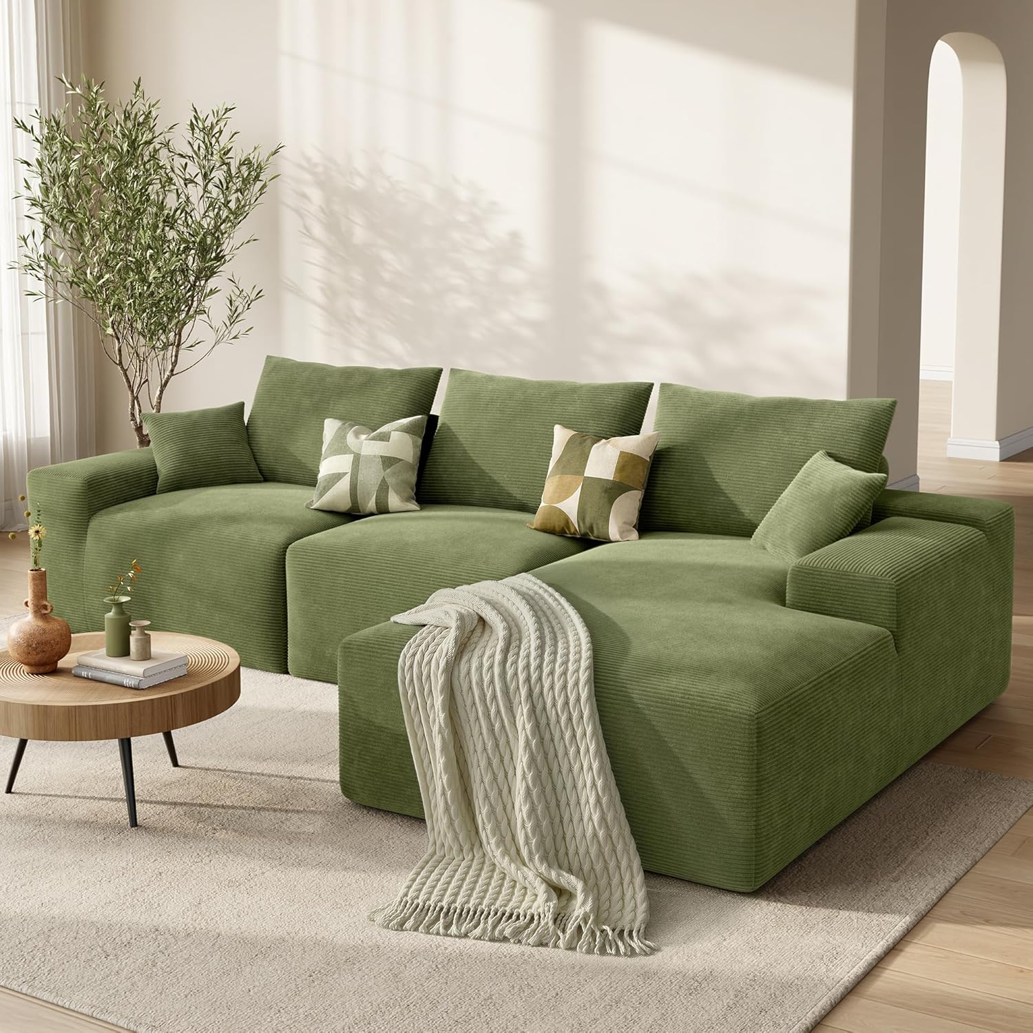 LIKIMIO 120″ Modular Sectional Sofa, Modern Boneless Cloud