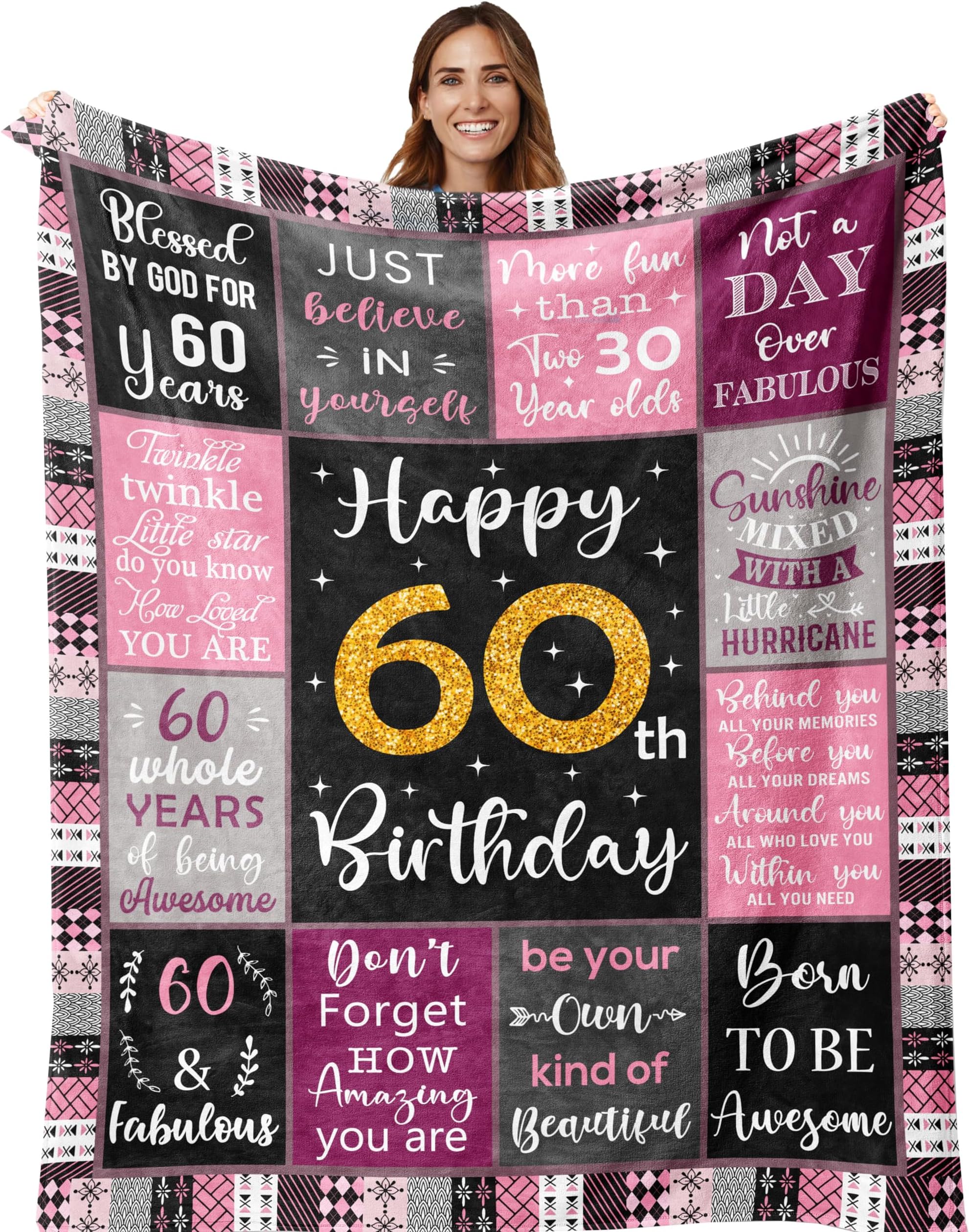 Amazon.com: 60th Birthday Gifts Women Blanket 60"x50", 60th Birthday ...