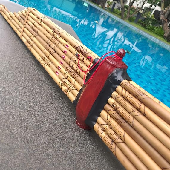 Premium Thai Khaen Bamboo Pipes Khen Double Silver Free-Reed Traditional Folk Isan Lao Mouth Organ Musical Instrument Professional Level Kan 8 Keys Am