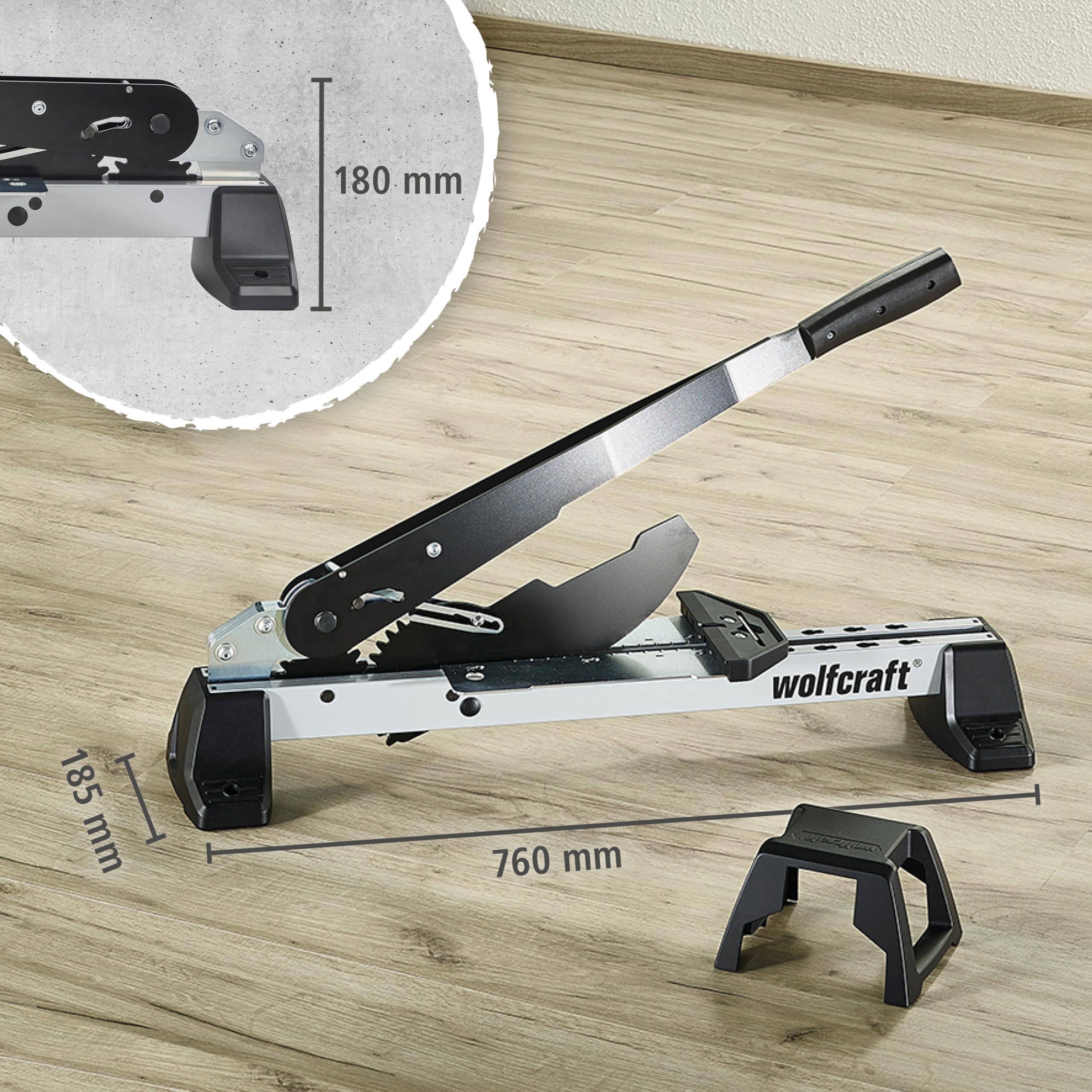 wolfcraft Coupe-stratifié VLC 1000, Presse pour Sols Vinyles et Design | Guillotine manuelle pour lames jusqu'à 14 mm d'épaisseur et 370 mm de largeur, coupe nette sans poussière. 6940000
