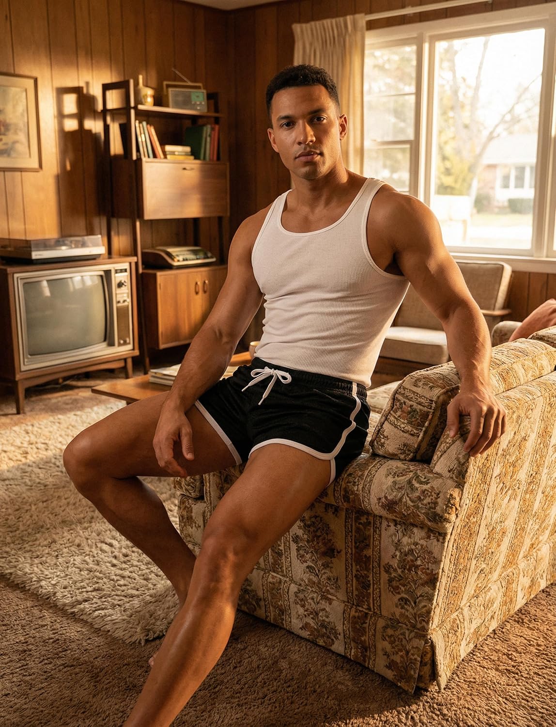 Ouber Men's Fitted Shorts Bodybuilding Workout Gym Running Tight Lifting Shorts - Image 3