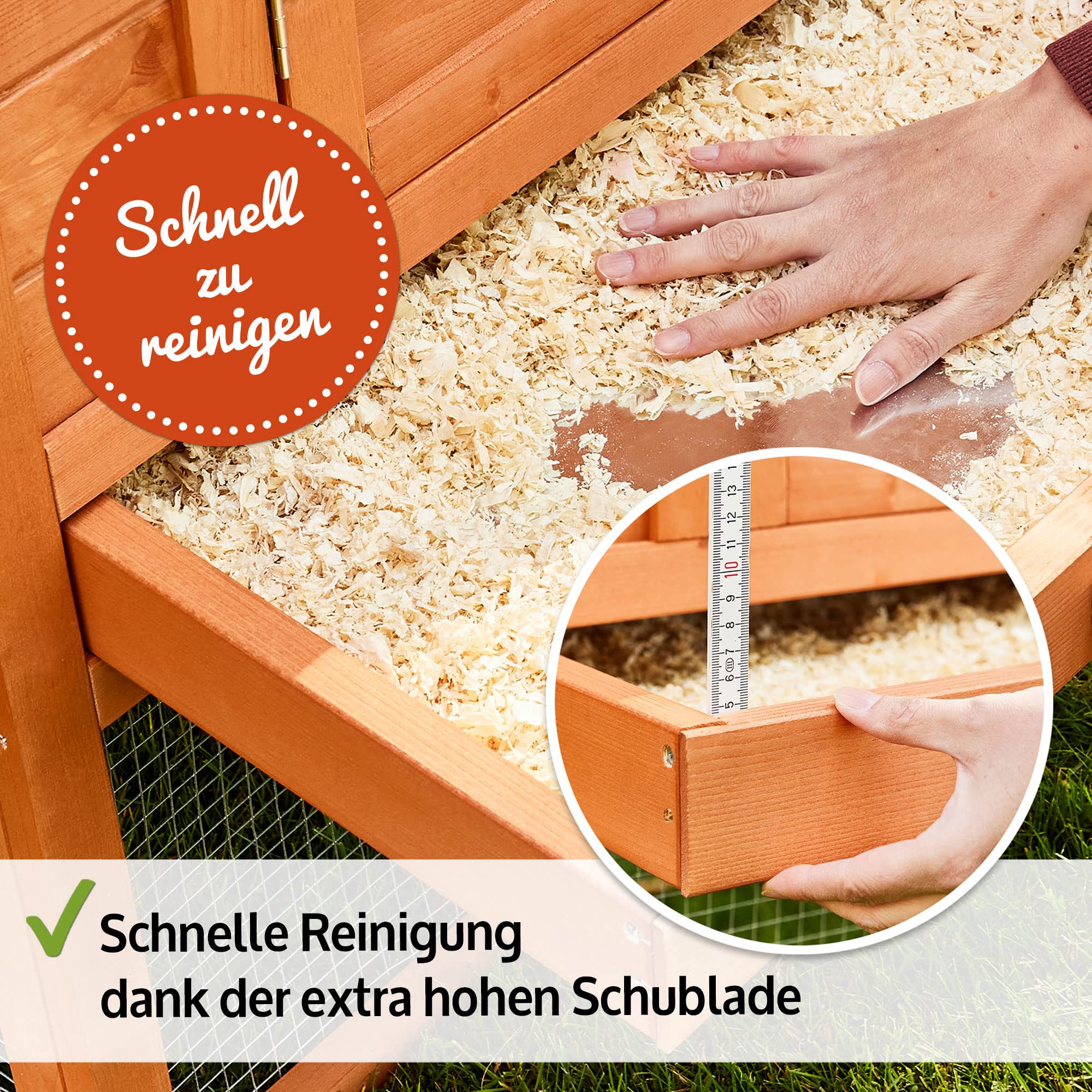 zooprinz großer Hühnerstall – Vollholz Hühnervoliere mit Nistkasten | Hühnerstall aus massivem Vollholz mit Nistkasten und Draht – schnell zu reinigen für Garten & Außengehege