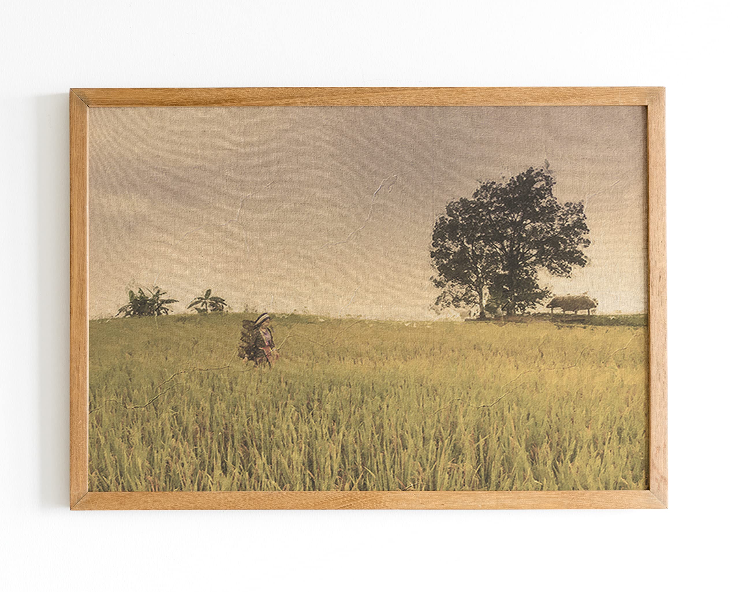 Cadore-Landscape Art, Vintage Print Country Landscape Painting, Vintage Country Scenery Painting,Country Meadow Wall Décor,Living Room,Bedroom,Office Décor,(11x14 Framed) (11x14 Inches, Brown Frame)