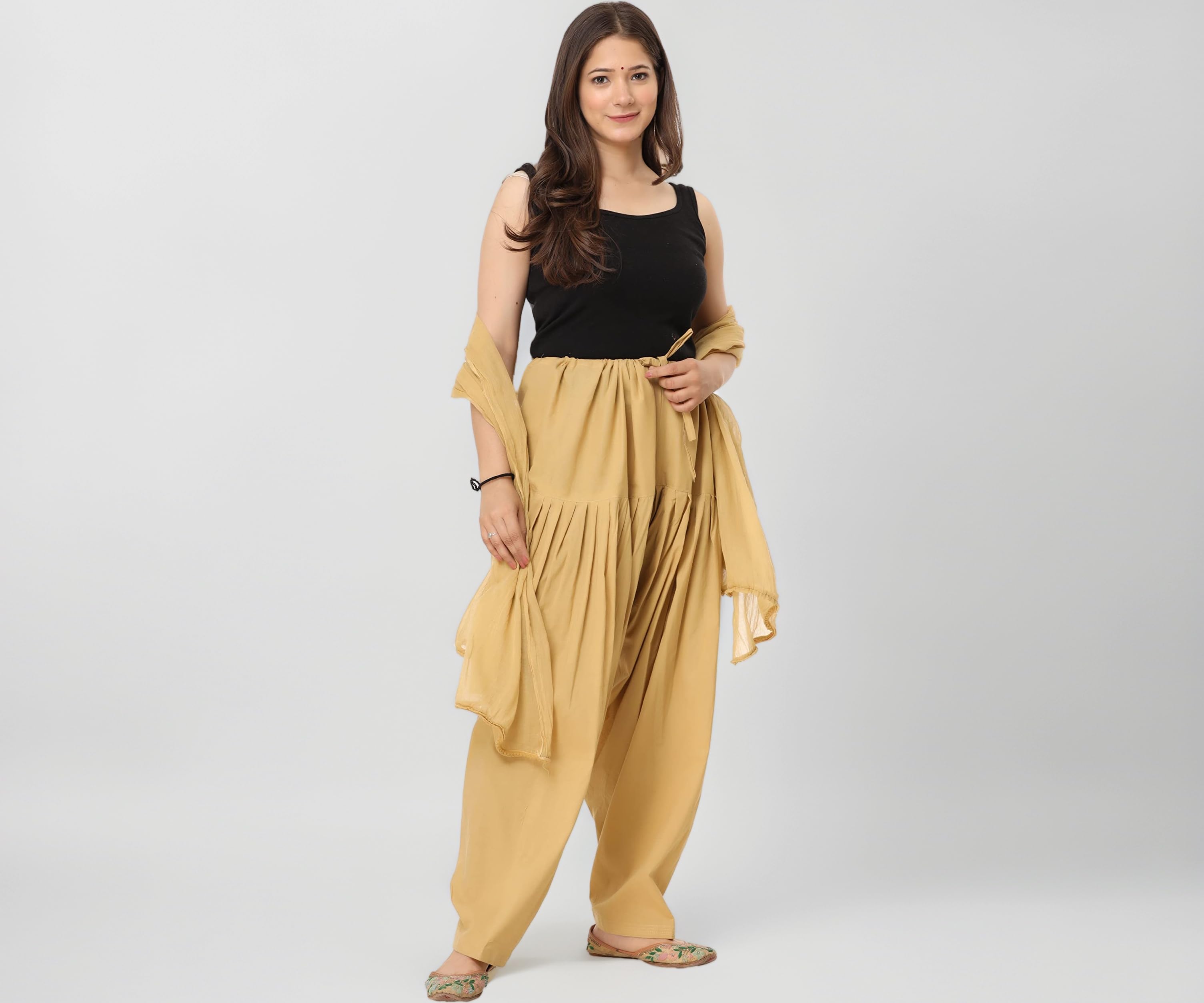 Woman's Plain Cotton SEMI Patiala Salwar with Dupatta|| Free Size || Plain Patiala || SEMI Patiala Pants || Solid Cotton Patiala || Patiyala